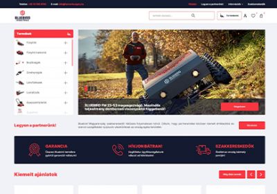 Bluebirdgarden.hu - Bluebird gépek és tartozékok - reszponzív webshop készítés